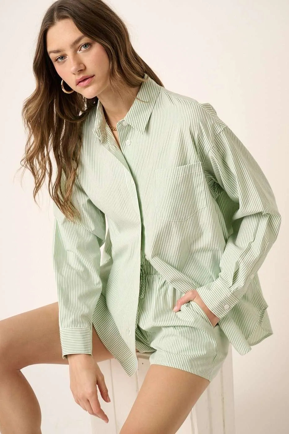 The🫧Rose🫧Garden | Mittoshop Striped Shirt and Shorts Set