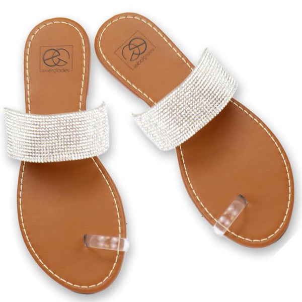 Sparkle Stem Clear Toe-ring Flat Sandals