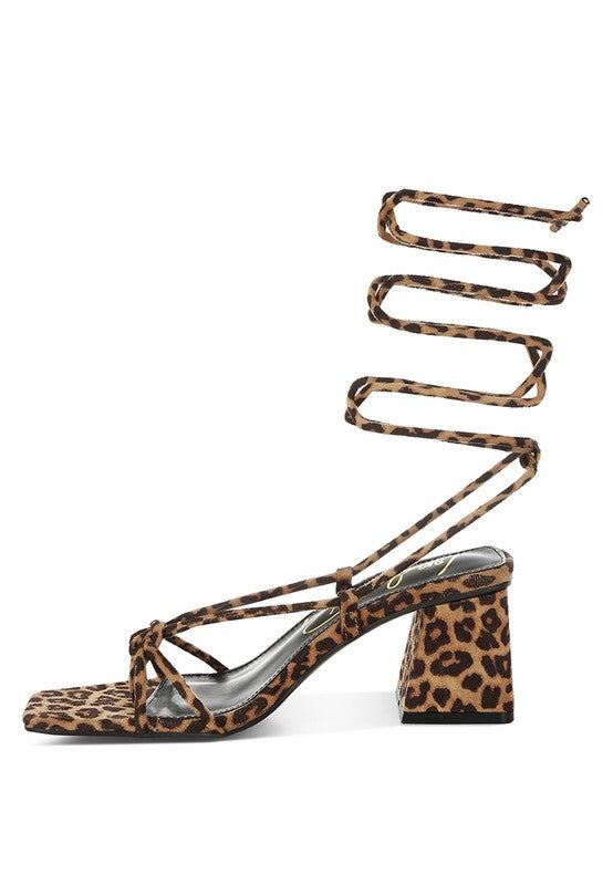 Piani Leopard Print Square Toe Heels