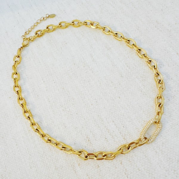 Pave Lock Chain Necklace