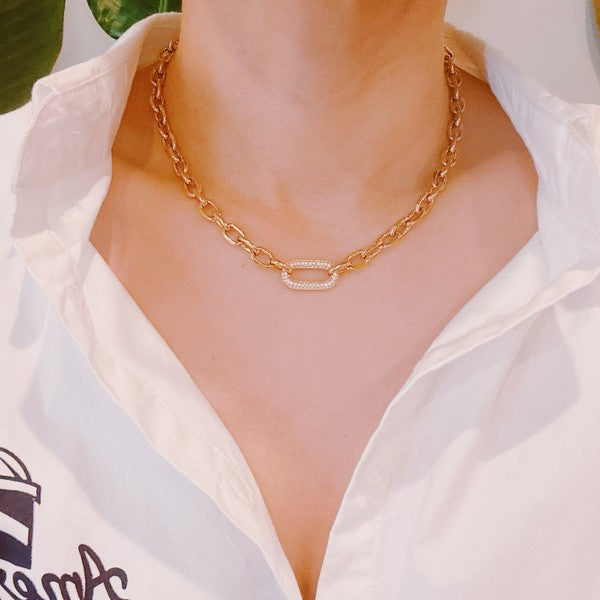 Pave Lock Chain Necklace