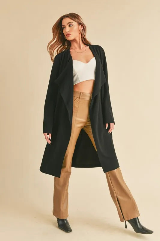 The🫧Rose🫧Garden | Aemi + Co Open Front Long Sleeve Longline Coat-The🫧Rose🫧Garden