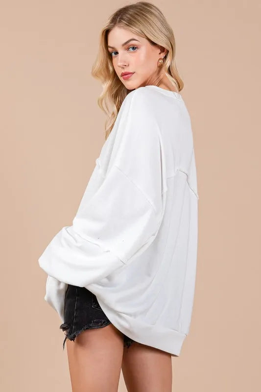The🫧Rose🫧Garden | Ces Femme Exposed Seam Long Sleeve Sweatshirt-The🫧Rose🫧Garden