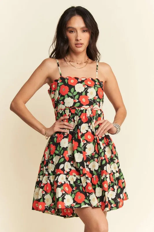The🫧Rose🫧Garden | Davi & Dani Floral Scalloped Cutout Back Mini Dress