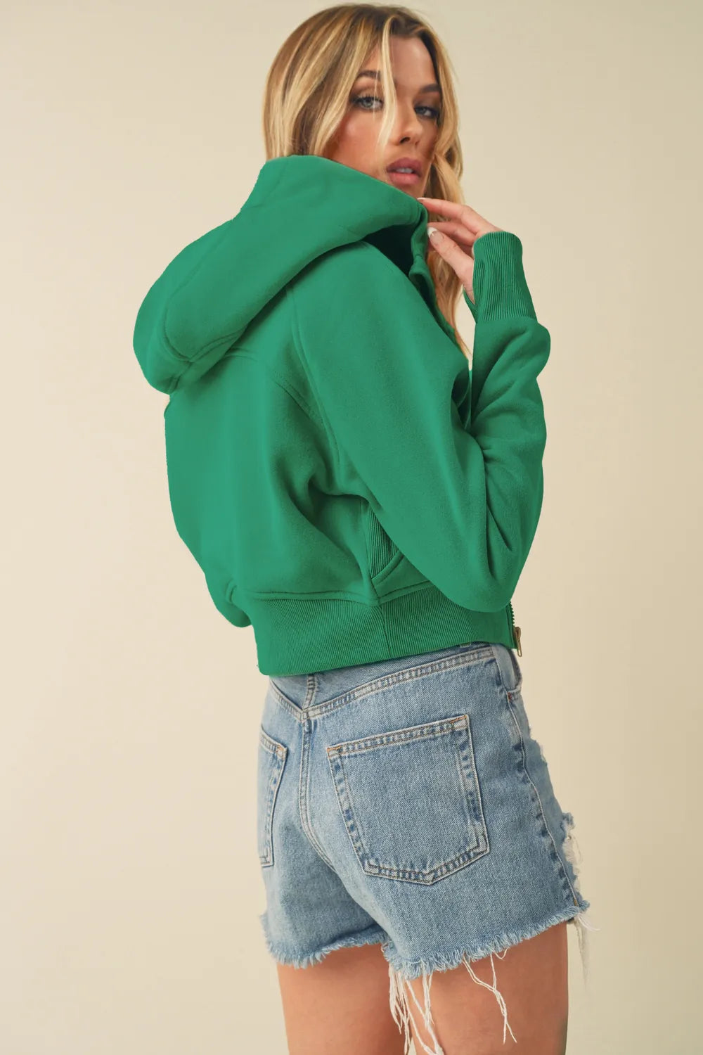 The🫧Rose🫧Garden | Aemi + Co Zip Up Raglan Sleeve Cropped Hoodie