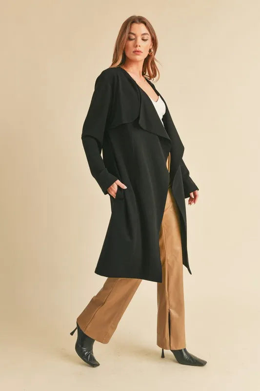 The🫧Rose🫧Garden | Aemi + Co Open Front Long Sleeve Longline Coat-The🫧Rose🫧Garden