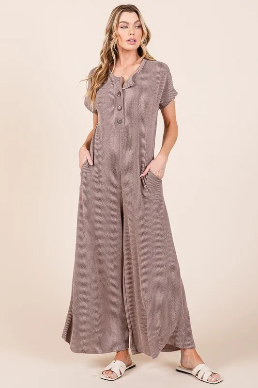 The🫧Rose🫧Garden | BOMBOM Rib Knit Jumpsuit with Button Detail-The🫧Rose🫧Garden