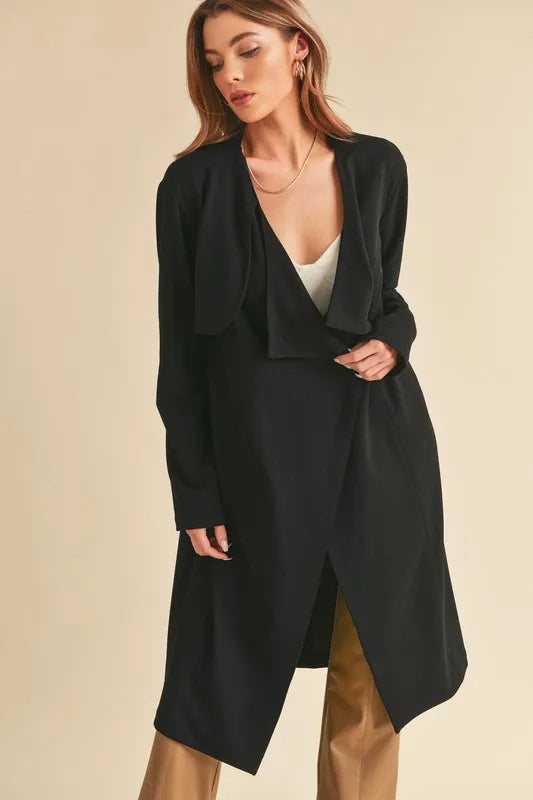 The🫧Rose🫧Garden | Aemi + Co Open Front Long Sleeve Longline Coat-The🫧Rose🫧Garden