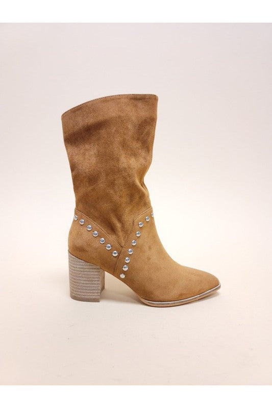 Champagne Thorn Studded Midi Boots