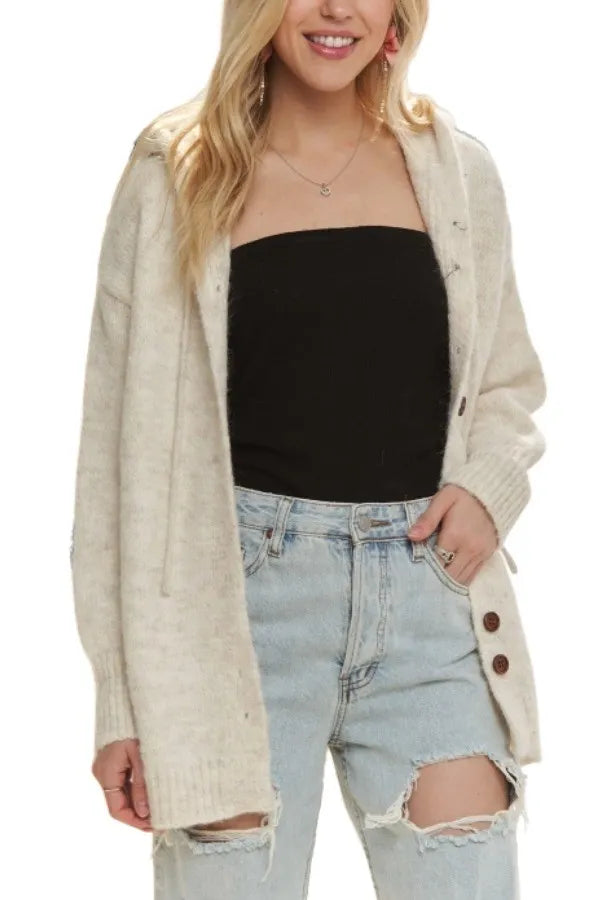 ADORA Oversize Hoodie Cardigan with Button Down