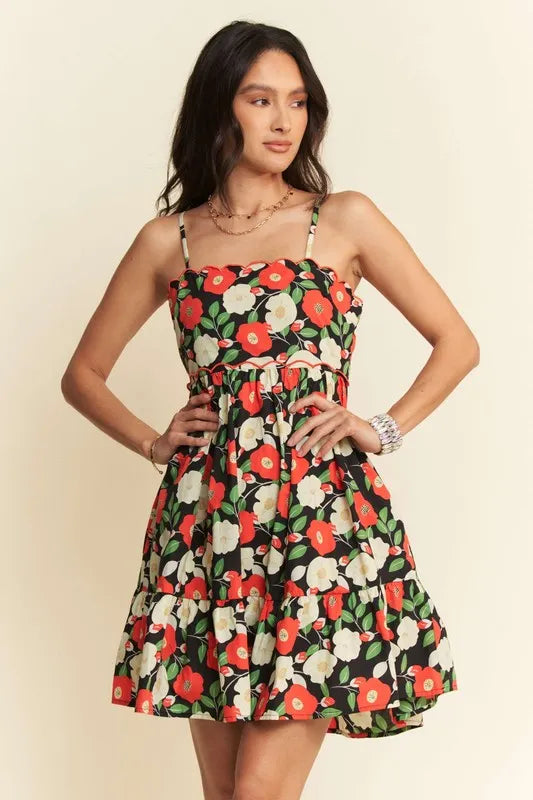 The🫧Rose🫧Garden | Davi & Dani Floral Scalloped Cutout Back Mini Dress