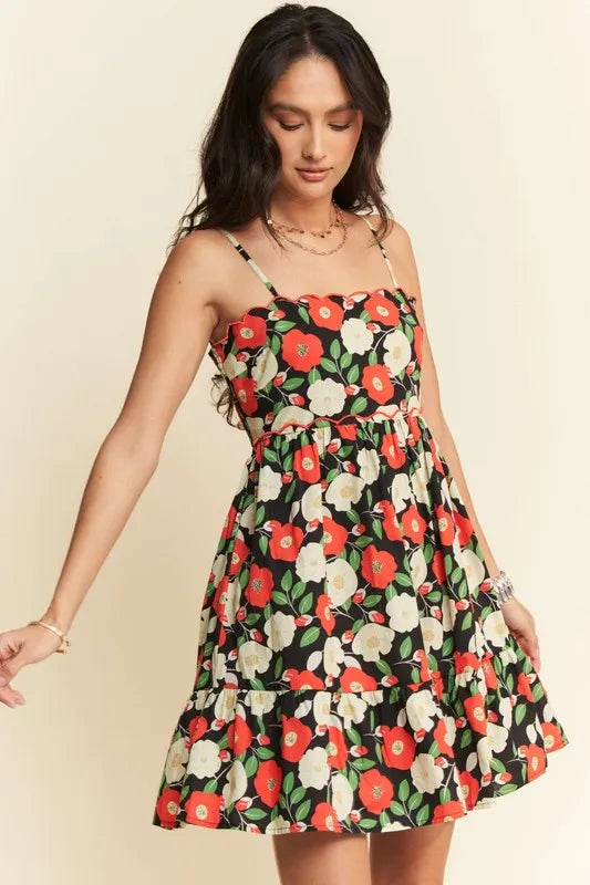 The🫧Rose🫧Garden | Davi & Dani Floral Scalloped Cutout Back Mini Dress