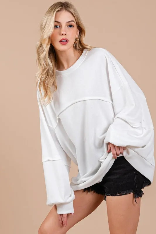 The🫧Rose🫧Garden | Ces Femme Exposed Seam Long Sleeve Sweatshirt-The🫧Rose🫧Garden