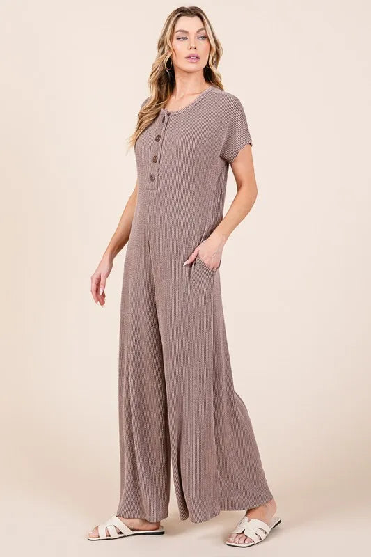 The🫧Rose🫧Garden | BOMBOM Rib Knit Jumpsuit with Button Detail-The🫧Rose🫧Garden