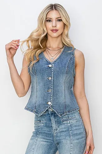 The🫧Rose🫧Garden | RISEN Full Size V-Neck Button Down Vest Plus Size