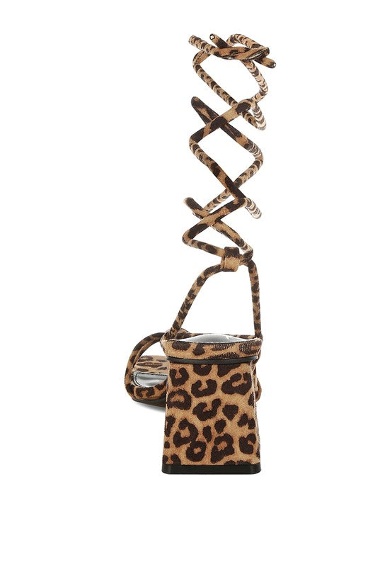 Piani Leopard Print Square Toe Heels