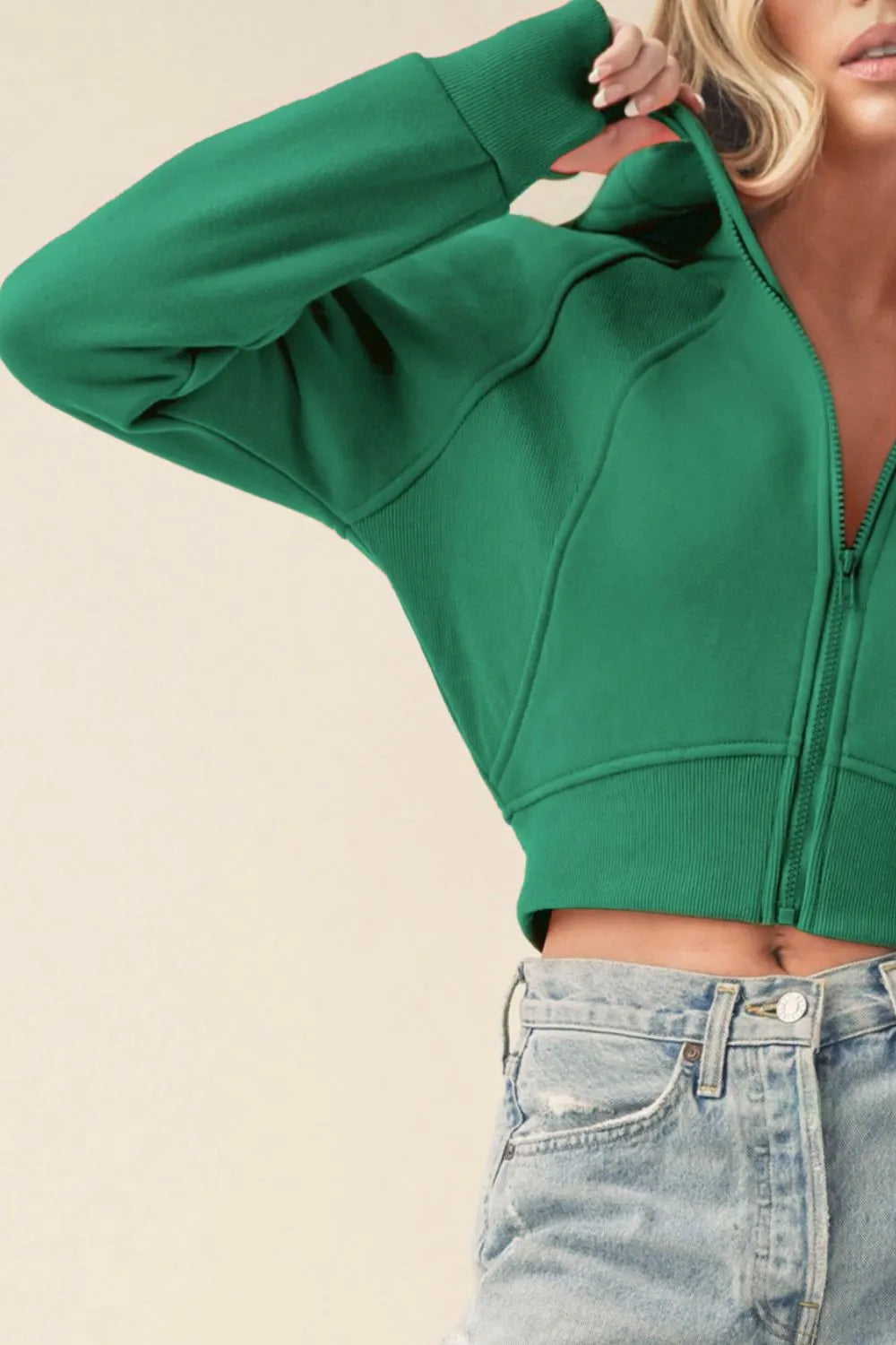 The🫧Rose🫧Garden | Aemi + Co Zip Up Raglan Sleeve Cropped Hoodie