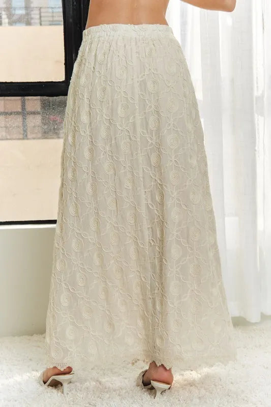 ADORA Elastic Waist Applique Maxi Skirt