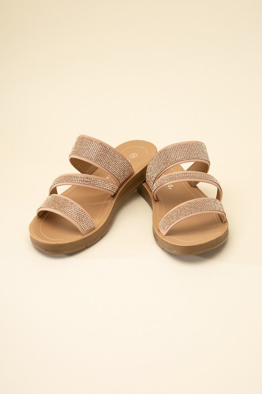 Reckless Rhinestone Strap Sandals