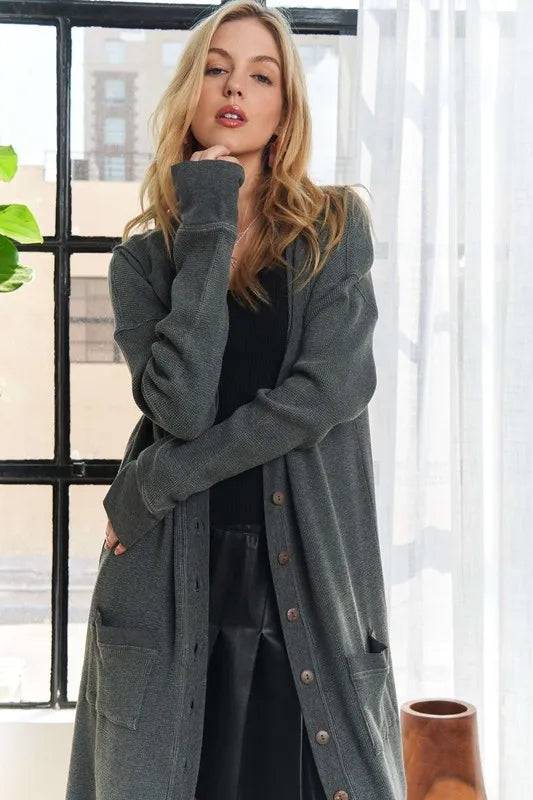ADORA Mineral Washed Hoodie Cardigan