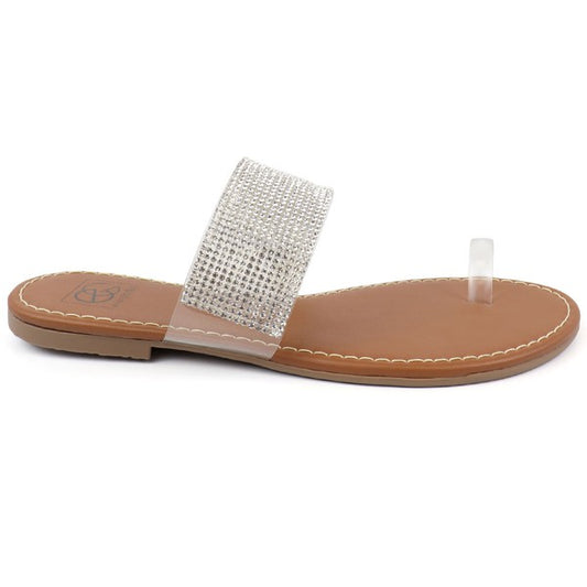 Sparkle Stem Clear Toe-ring Flat Sandals