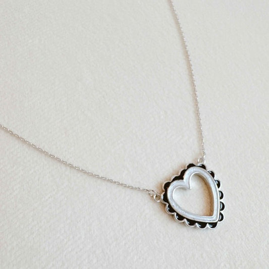 Preciously Scallop Edged Heart Necklace