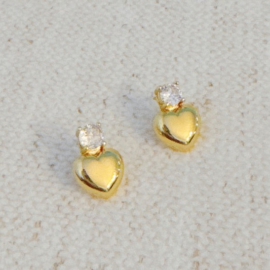 Sparkle Over Heart Stud Earrings