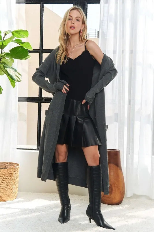 ADORA Mineral Washed Hoodie Cardigan