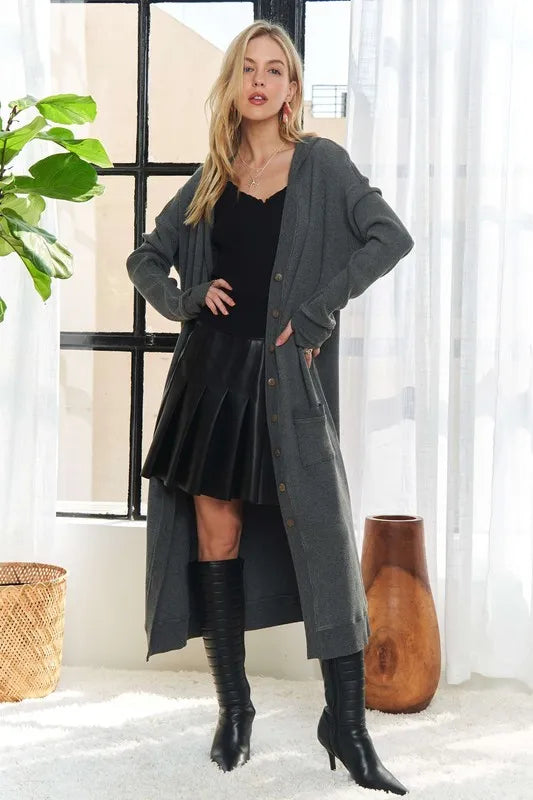 ADORA Mineral Washed Hoodie Cardigan