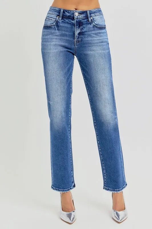 RISEN Mid Rise Ankle Tapered Jeans