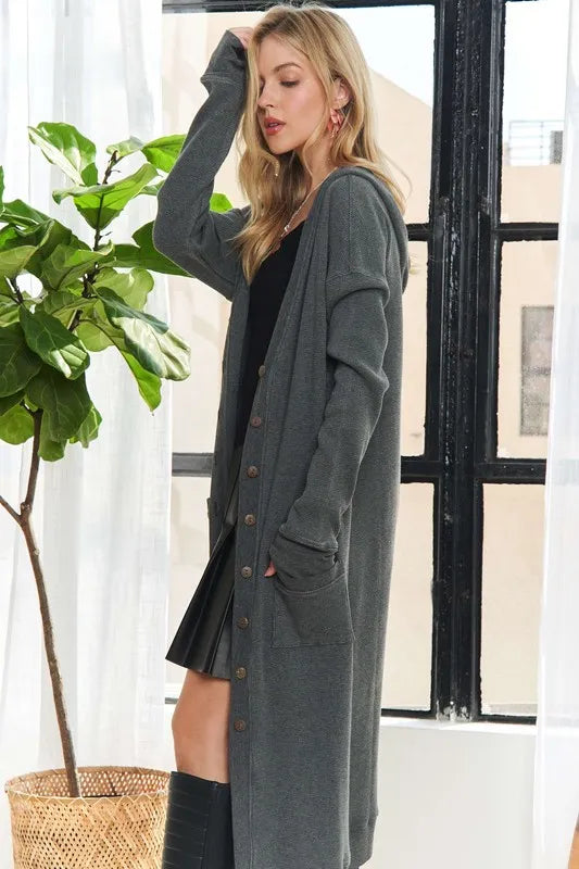 ADORA Mineral Washed Hoodie Cardigan