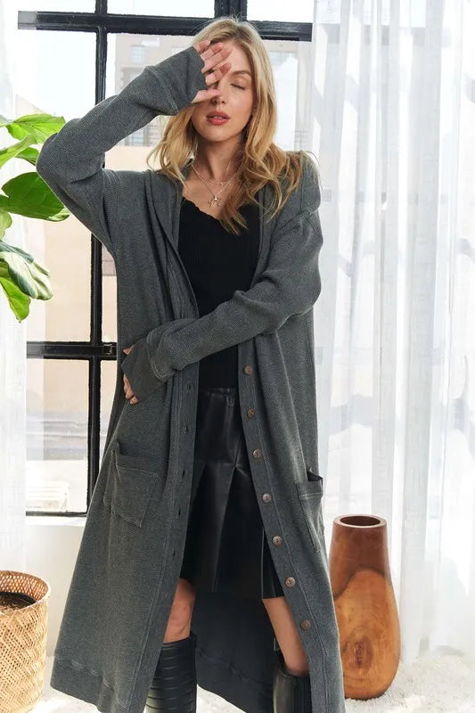 ADORA Mineral Washed Hoodie Cardigan