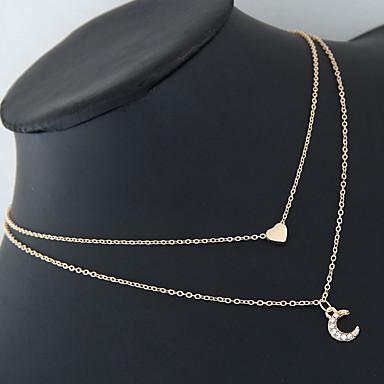 Moon & heart two layer necklace