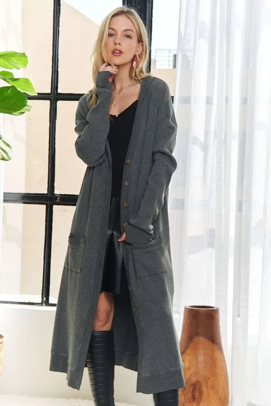 ADORA Mineral Washed Hoodie Cardigan